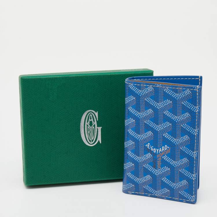 Pre Owned Goyard Blue Goyardine Coated Canvas Saint Pierre Bifold Card Holder