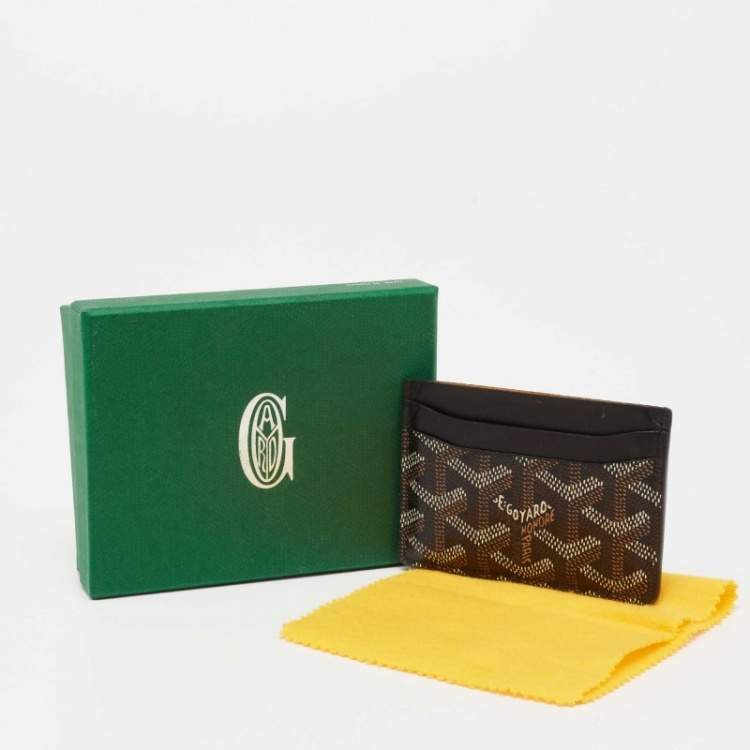 Pre Owned Goyard Black Goyardine Coated Canvas and Leather Saint Sulpice Card Holder