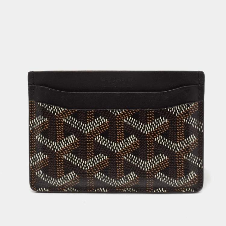Pre Owned Goyard Black Goyardine Coated Canvas and Leather Saint Sulpice Card Holder