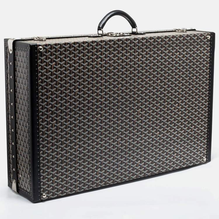 Pre Owned Goyard Black Goyardine Canvas And Leather Hotel 80 Grand Trunk Case