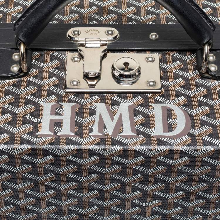 Pre Owned Goyard Black Goyardine Canvas And Leather Hotel 80 Grand Trunk Case
