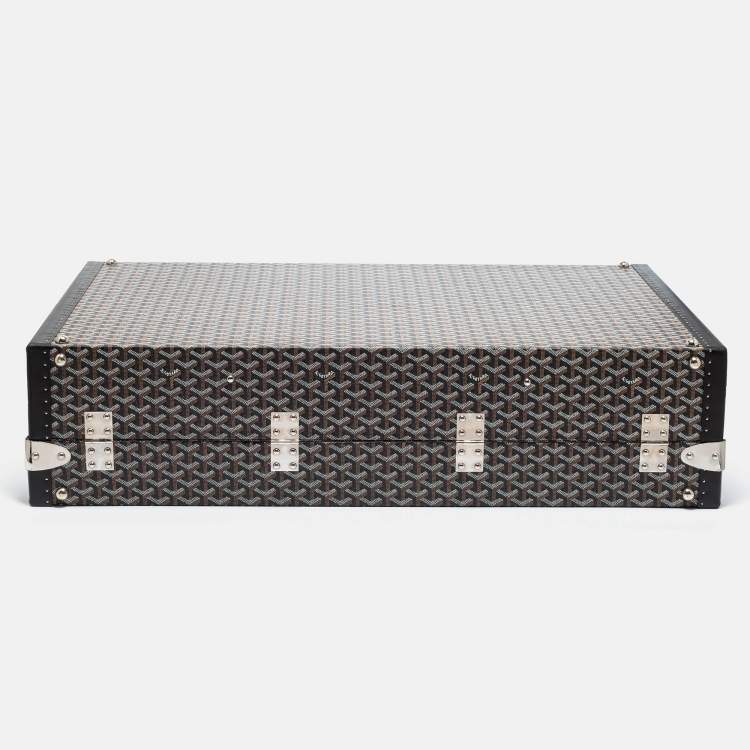 Pre Owned Goyard Black Goyardine Canvas And Leather Hotel 80 Grand Trunk Case