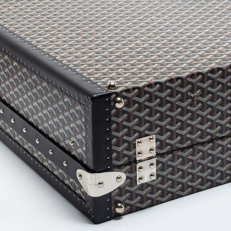 Pre Owned Goyard Black Goyardine Canvas And Leather Hotel 80 Grand Trunk Case