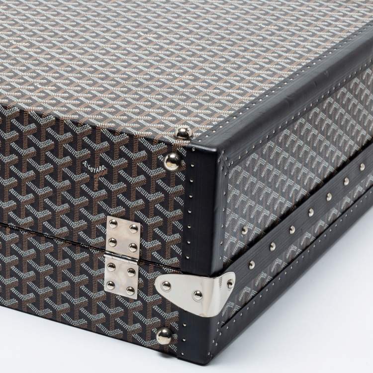 Pre Owned Goyard Black Goyardine Canvas And Leather Hotel 80 Grand Trunk Case