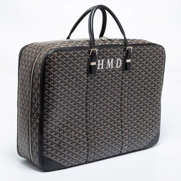Pre Owned Goyard Black Coated Canvas And Leather Caravelle 60 Suitcase