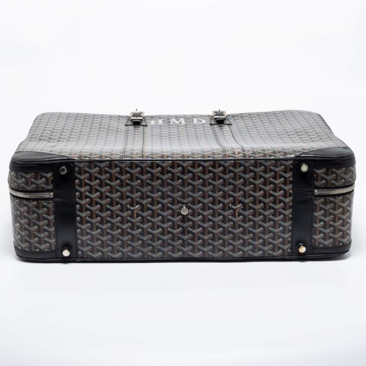 Pre Owned Goyard Black Coated Canvas And Leather Caravelle 60 Suitcase