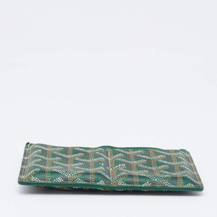 Pre Owned Goyard Green Goyardine Coated Canvas Saint Sulpice Card Holder