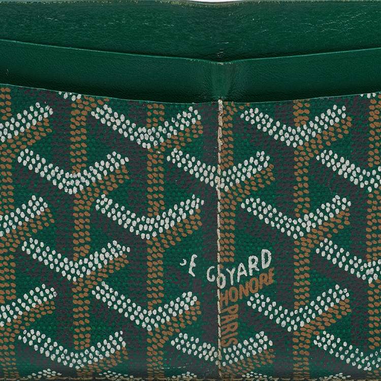 Pre Owned Goyard Green Goyardine Coated Canvas Saint Sulpice Card Holder