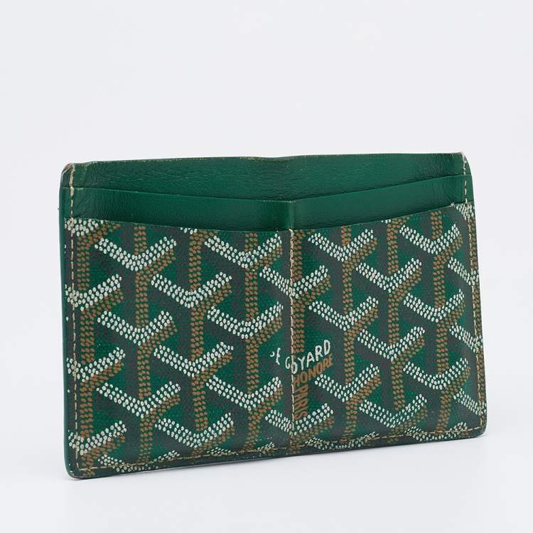 Pre Owned Goyard Green Goyardine Coated Canvas Saint Sulpice Card Holder