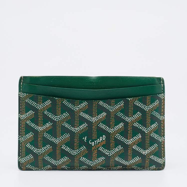 Pre Owned Goyard Green Goyardine Coated Canvas Saint Sulpice Card Holder