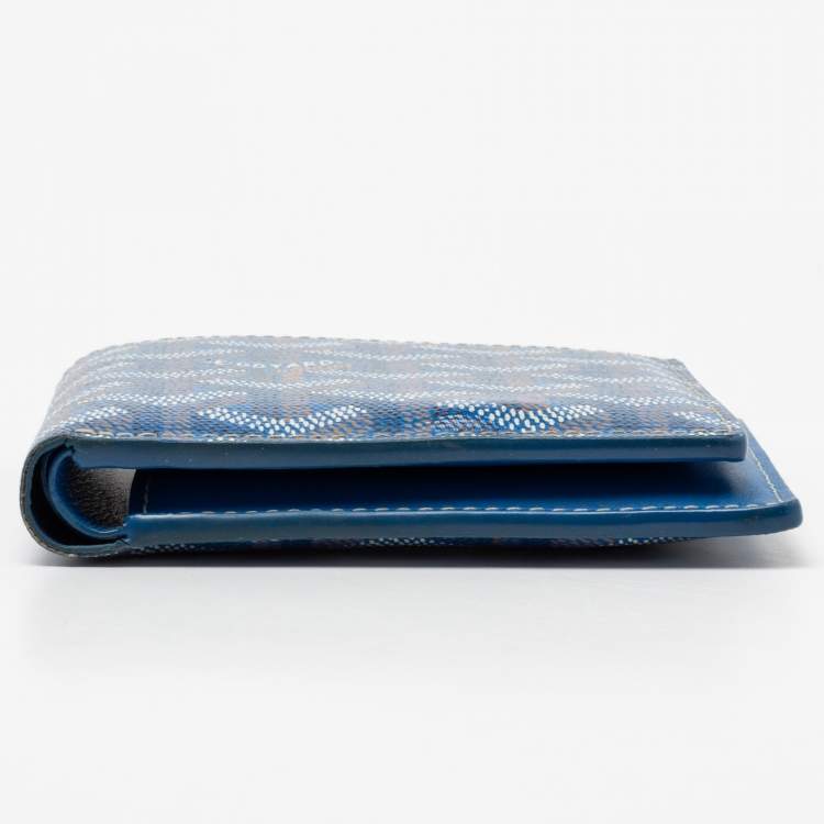 Pre Owned Goyard Blue Goyardine Coated Canvas Bi-Fold Wallet