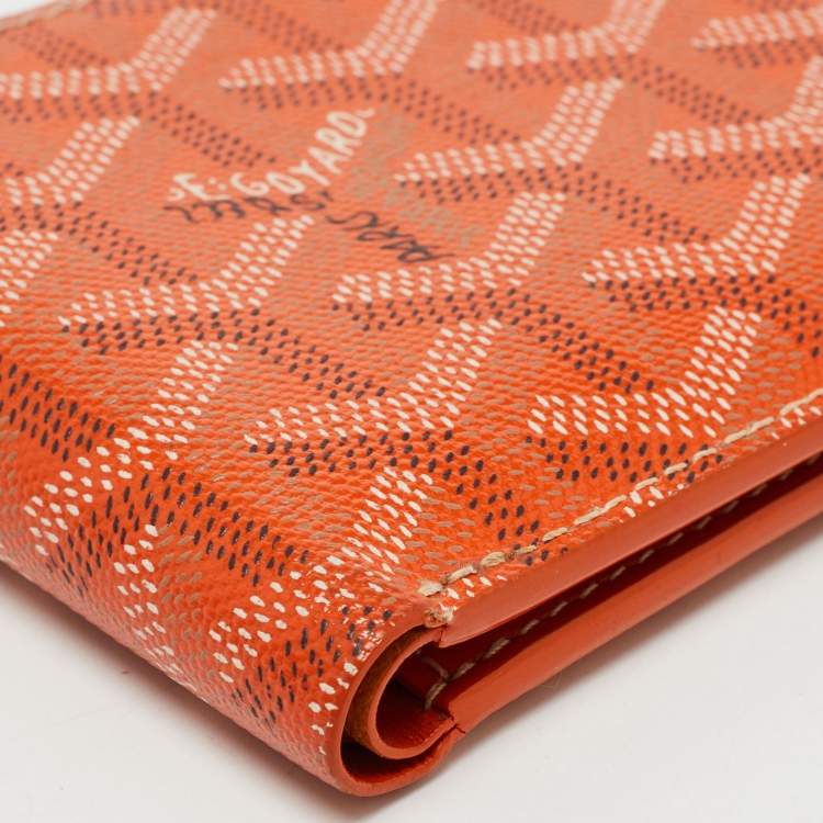 Pre Owned Goyard Orange Goyardine Coated Canvas Victoire Bifold Wallet