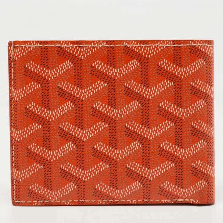 Pre Owned Goyard Orange Goyardine Coated Canvas Victoire Bifold Wallet