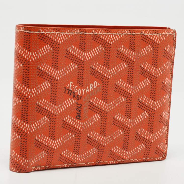 Pre Owned Goyard Orange Goyardine Coated Canvas Victoire Bifold Wallet