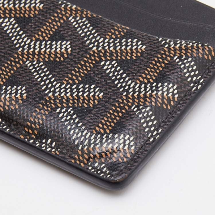 Pre Owned Goyard Black Goyardine Coated Canvas and Leather Saint Sulpice Card Holder