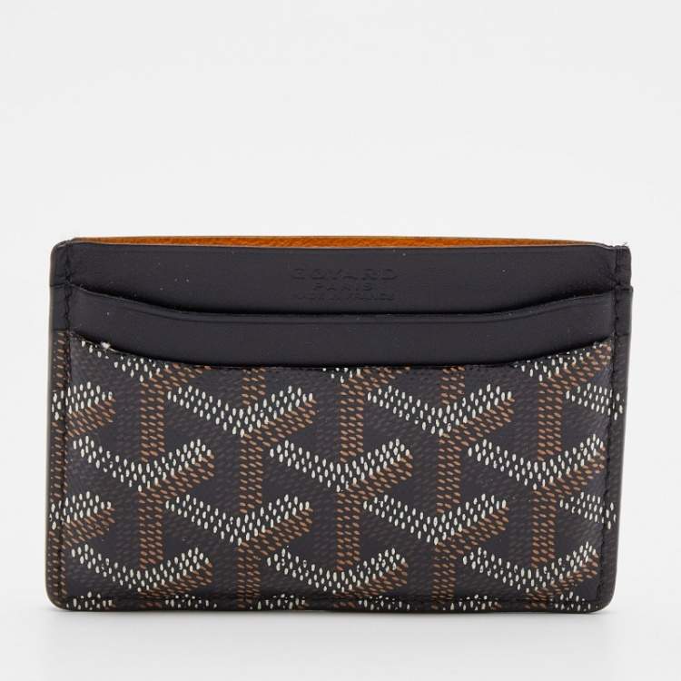 Pre Owned Goyard Black Goyardine Coated Canvas and Leather Saint Sulpice Card Holder