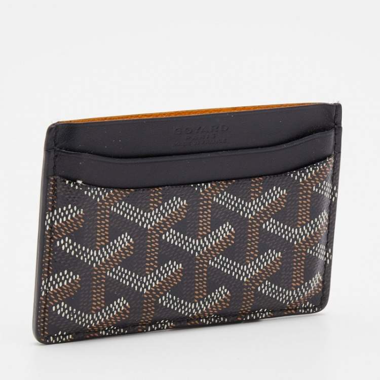 Pre Owned Goyard Black Goyardine Coated Canvas and Leather Saint Sulpice Card Holder
