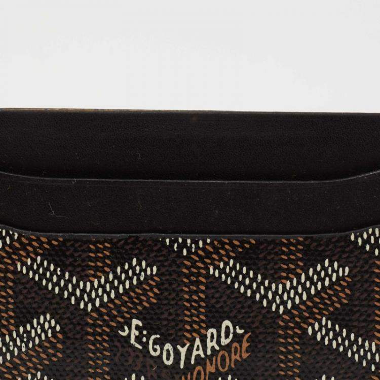Pre Owned Goyard Black Goyardine Coated Canvas and Leather Saint Sulpice Card Holder