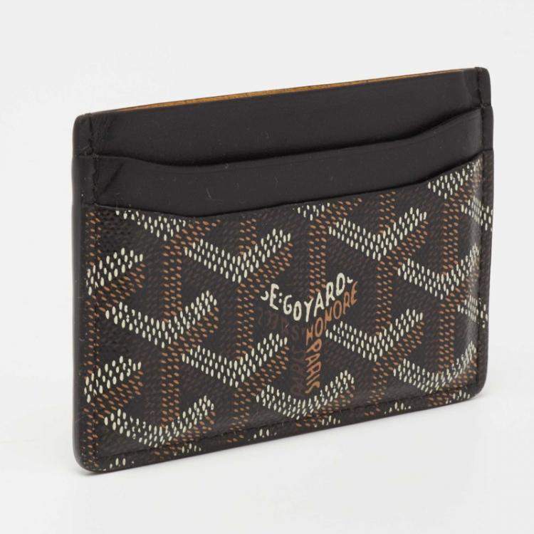 Pre Owned Goyard Black Goyardine Coated Canvas and Leather Saint Sulpice Card Holder
