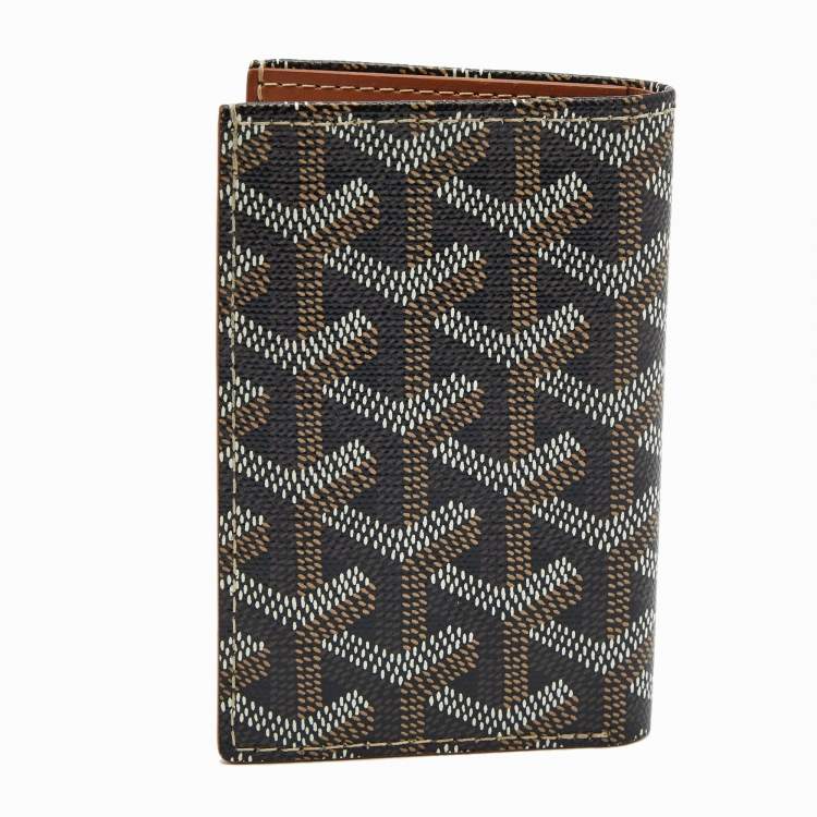 Pre Owned Goyard Black/Brown Goyardine Coated Canvas St.Marc Card Wallet