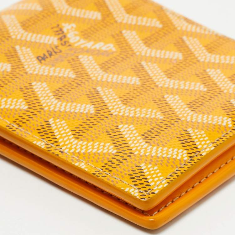 Pre Owned Goyard Yellow Goyardine Coated Canvas Victoire Bifold Wallet
