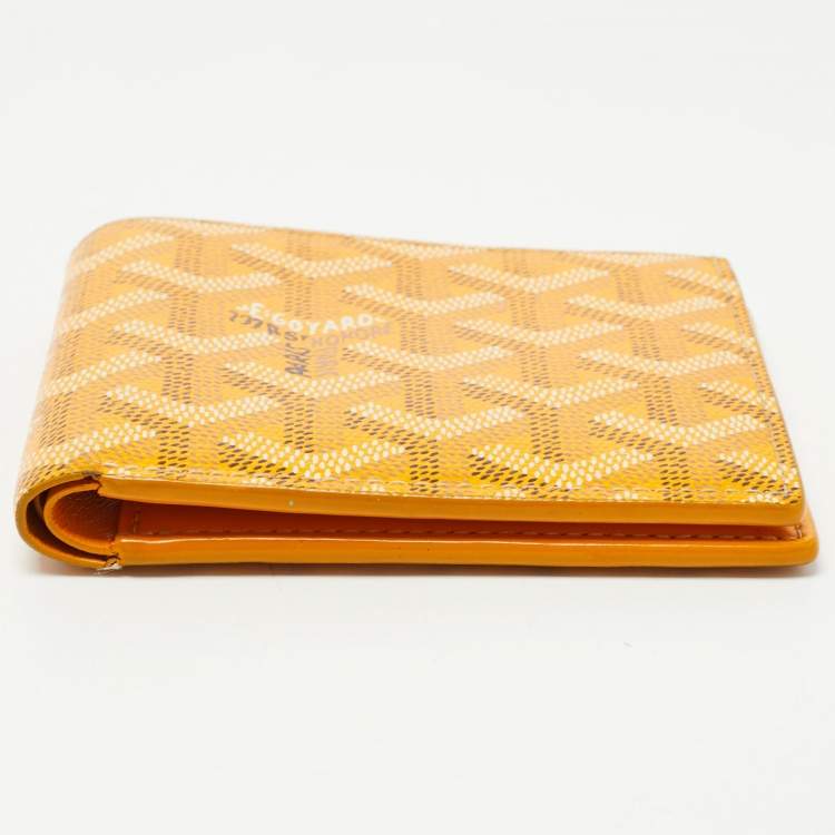 Pre Owned Goyard Yellow Goyardine Coated Canvas Victoire Bifold Wallet