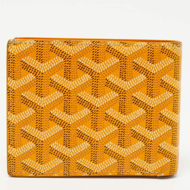 Pre Owned Goyard Yellow Goyardine Coated Canvas Victoire Bifold Wallet