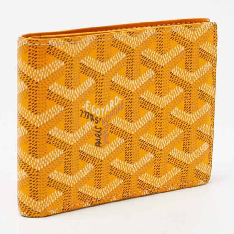 Pre Owned Goyard Yellow Goyardine Coated Canvas Victoire Bifold Wallet
