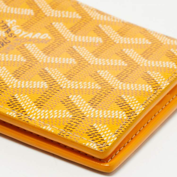 Pre Owned Goyard Yellow Goyardine Coated Canvas Victoire Bifold Wallet