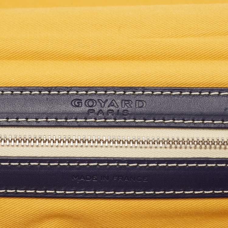 Pre Owned Goyard Blue Goyardine Coated Canvas Striped and Leather Bourget PM Trolley