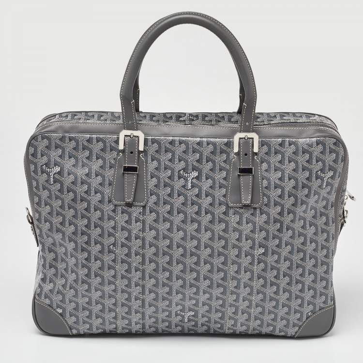 Pre Owned Goyard Grey Goyardine Coated Canvas and Leather Ambassade MM Briefcase Bag