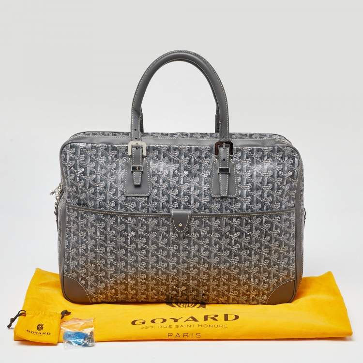 Pre Owned Goyard Grey Goyardine Coated Canvas and Leather Ambassade MM Briefcase Bag