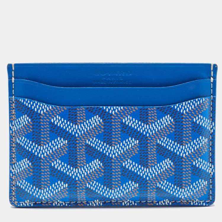 Pre Owned Goyard Blue Goyardine Coated Canvas and Leather Saint Sulpice Card Holder
