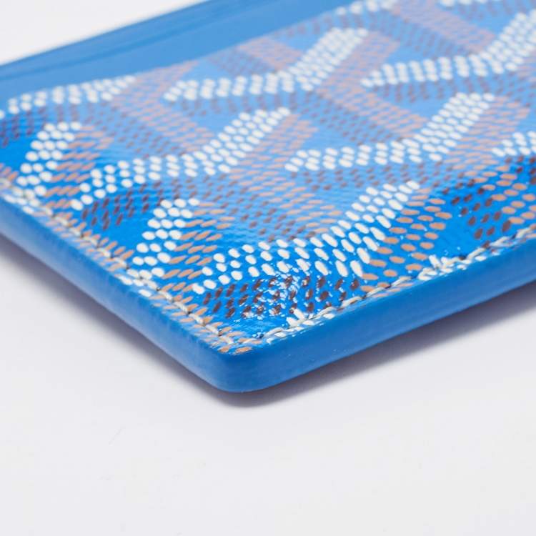 Pre Owned Goyard Blue Goyardine Coated Canvas and Leather Saint Sulpice Card Holder