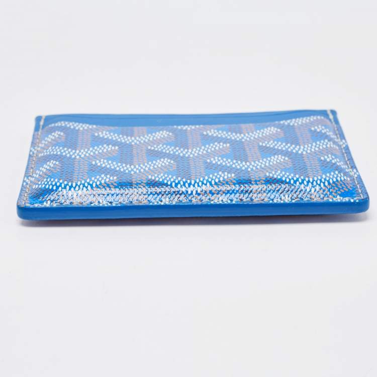 Pre Owned Goyard Blue Goyardine Coated Canvas and Leather Saint Sulpice Card Holder
