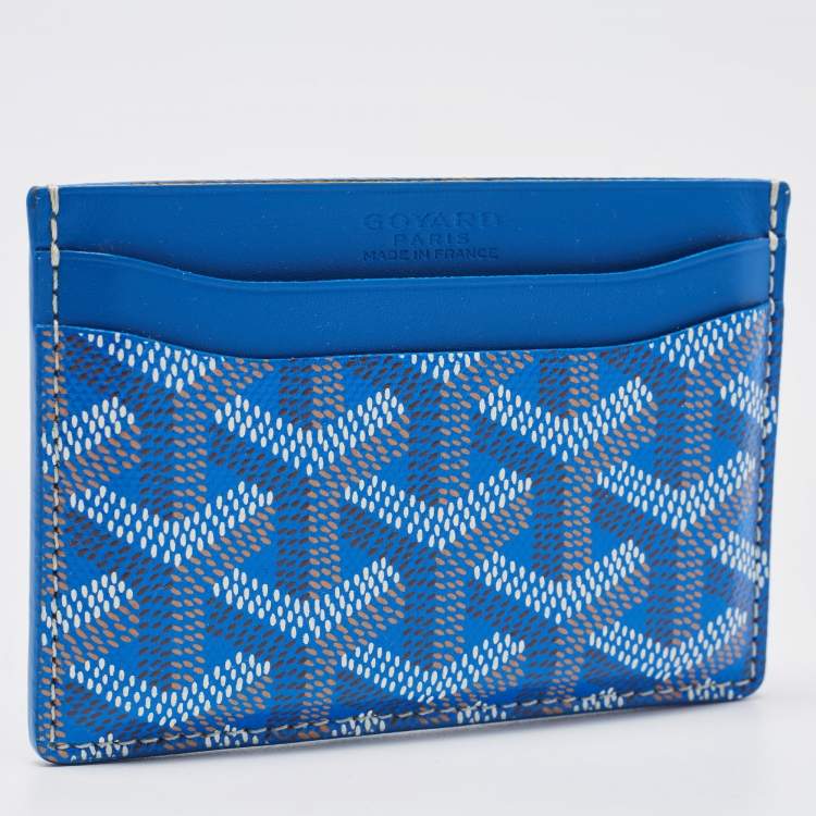 Pre Owned Goyard Blue Goyardine Coated Canvas and Leather Saint Sulpice Card Holder