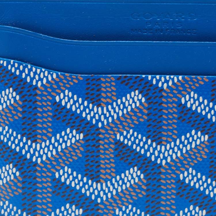 Pre Owned Goyard Blue Goyardine Coated Canvas and Leather Saint Sulpice Card Holder