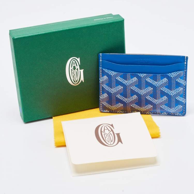 Pre Owned Goyard Blue Goyardine Coated Canvas and Leather Saint Sulpice Card Holder
