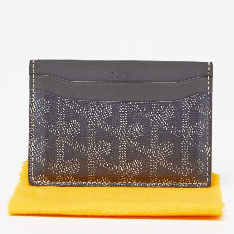 Pre Owned Goyard Grey Goyardine Coated Canvas and Leather Saint Sulpice Card Holder