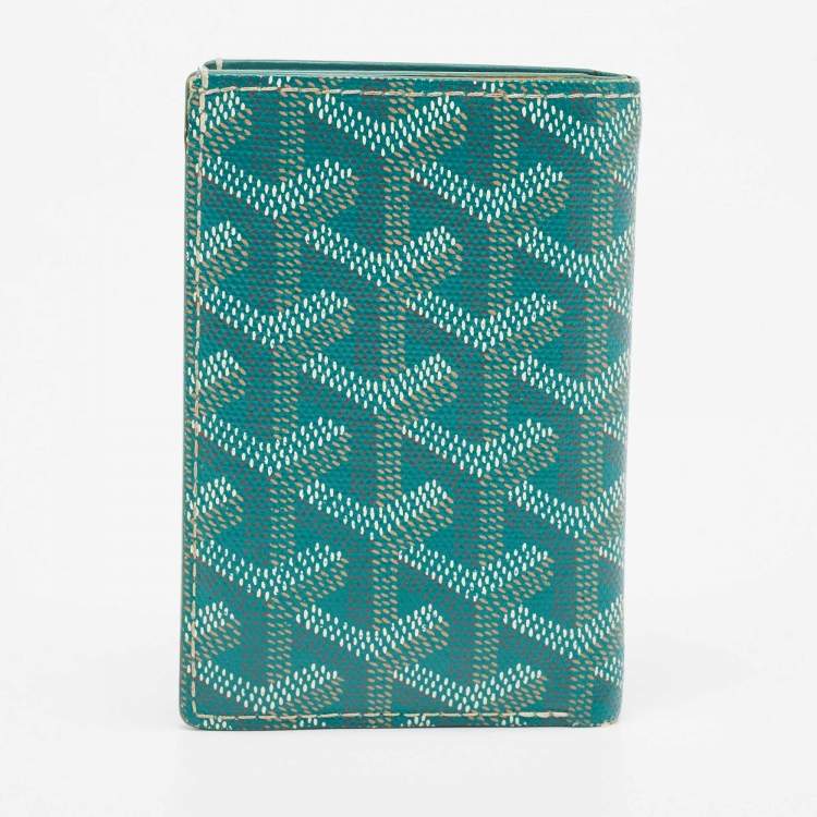 Pre Owned Goyard Green Goyardine Coated Canvas Saint Pierre Card Holder