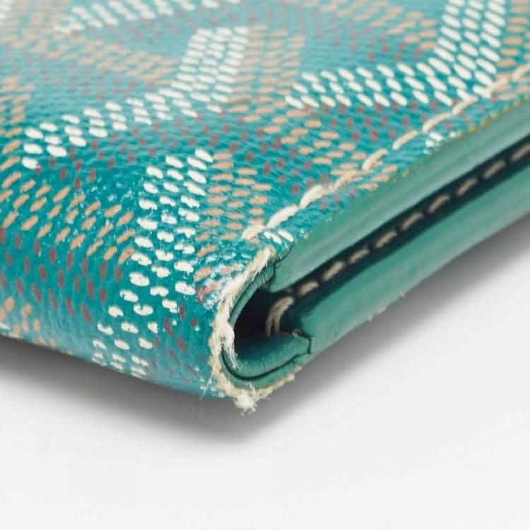 Pre Owned Goyard Green Goyardine Coated Canvas Saint Pierre Card Holder