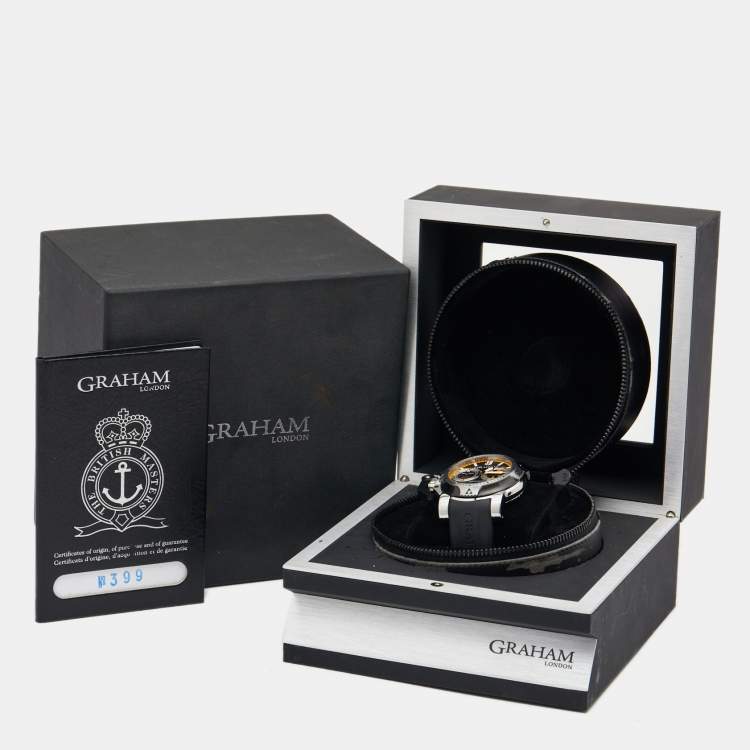 Pre Owned Graham Black Stainless Steel Rubber Chronofighter Oversized Diver-Date 20VEV.U05A.K41B Men's Wristwatch 47 mm