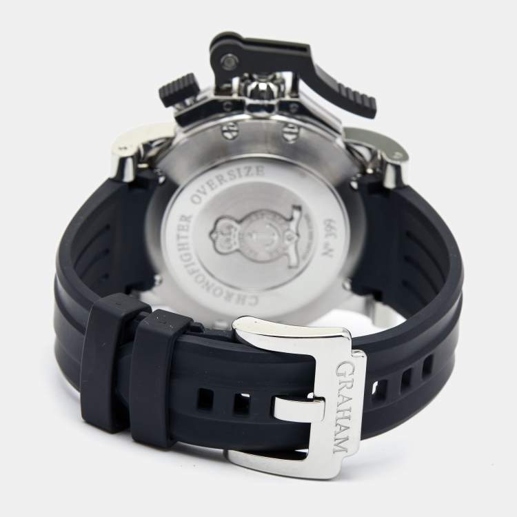 Pre Owned Graham Black Stainless Steel Rubber Chronofighter Oversized Diver-Date 20VEV.U05A.K41B Men's Wristwatch 47 mm