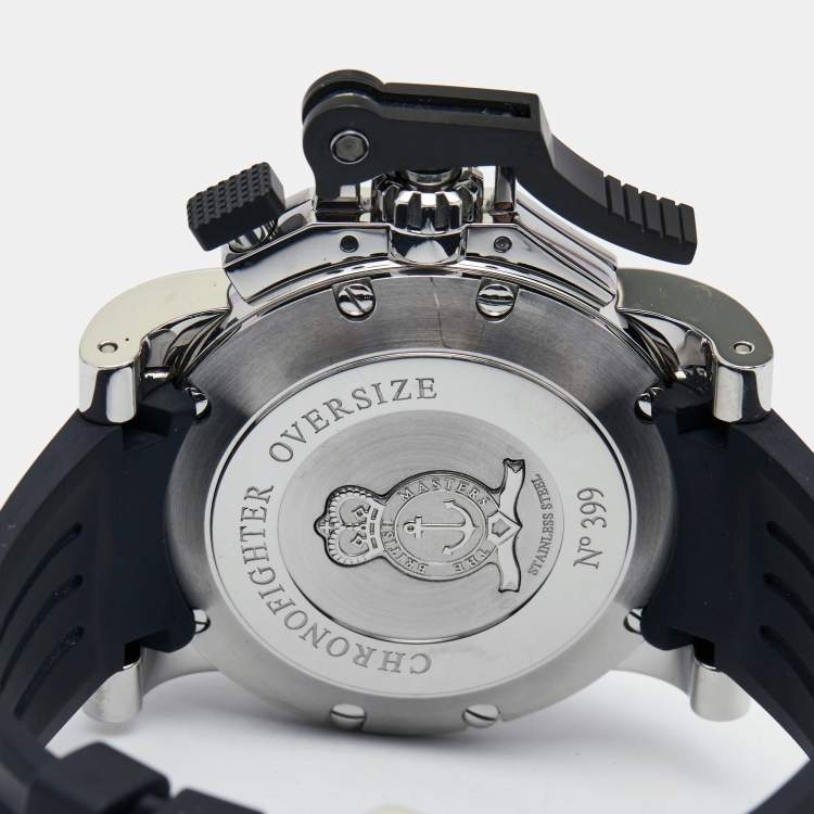 Pre Owned Graham Black Stainless Steel Rubber Chronofighter Oversized Diver-Date 20VEV.U05A.K41B Men's Wristwatch 47 mm