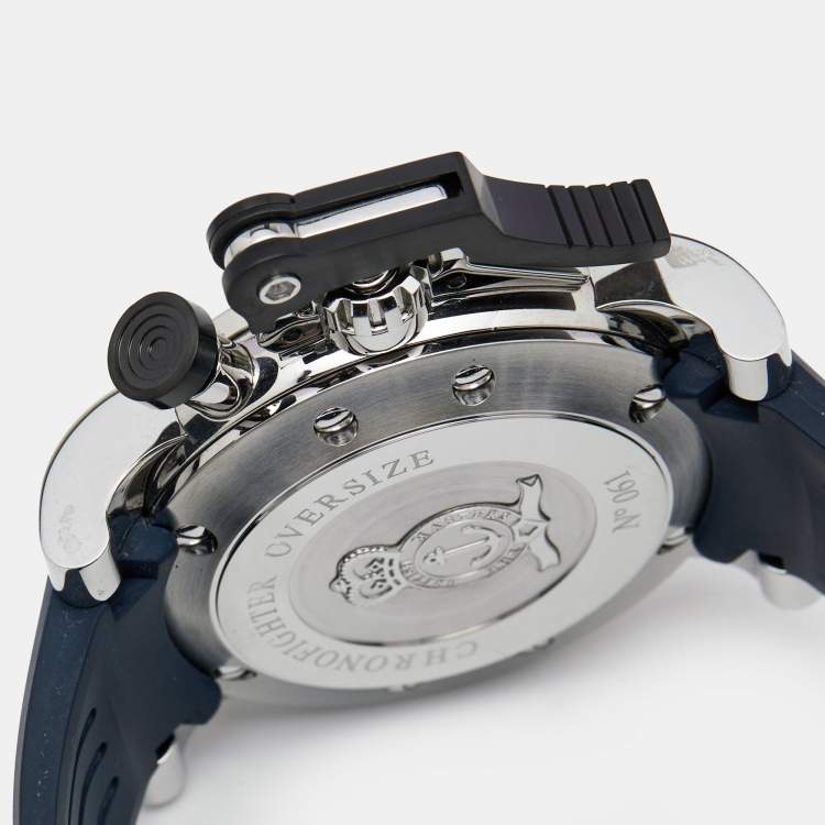 Pre Owned Graham Black Stainless Steel Rubber Chronofighter Oversized GMT 2OVGS.B26A.C89S Men's Wristwatch 47 mm