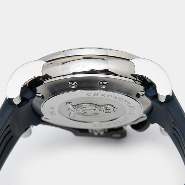Pre Owned Graham Black Stainless Steel Rubber Chronofighter Oversized GMT 2OVGS.B26A.C89S Men's Wristwatch 47 mm