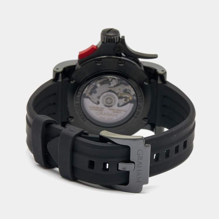 Pre Owned Graham Black PVD Coated Stainless Steel Rubber Limited Edition Chronofighter Trigger 2TRAB.B10A Men's Wristwatch 46 mm