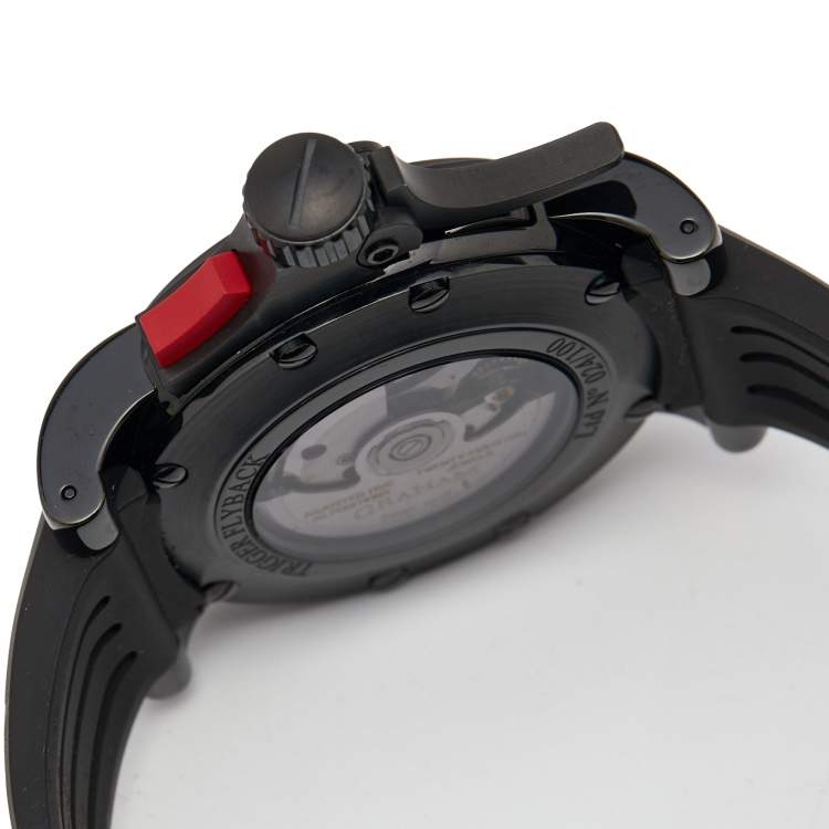 Pre Owned Graham Black PVD Coated Stainless Steel Rubber Limited Edition Chronofighter Trigger 2TRAB.B10A Men's Wristwatch 46 mm