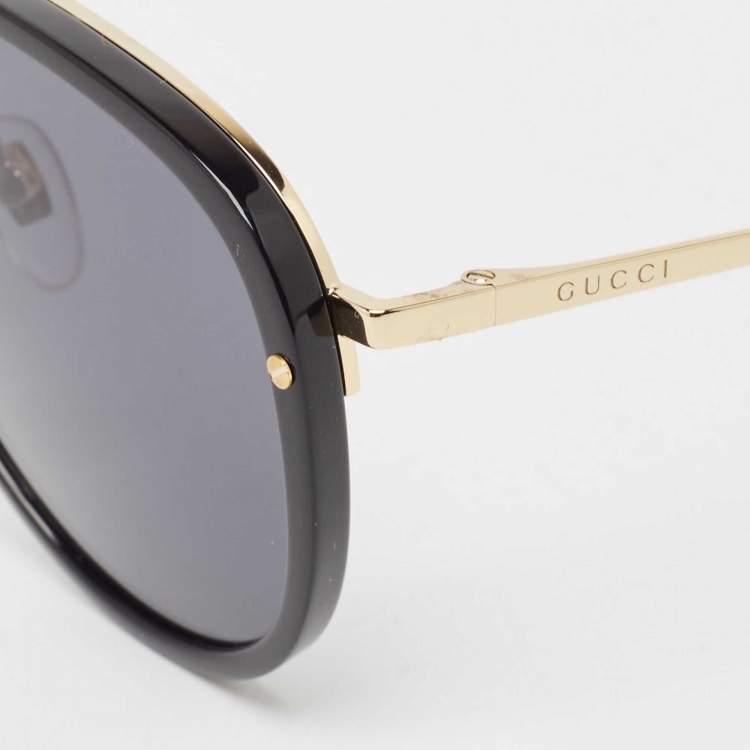 Pre Owned Gucci Black/Gold GG0662S Aviator Sunglasses