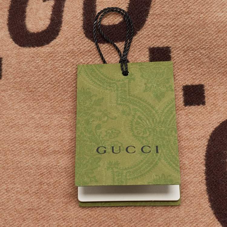 Pre Owned Gucci Beige/Brown GG Jacquard Wool Freedom Scarf